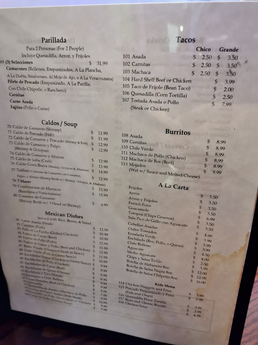 Mazatlan Restaurant Menu - Image 3