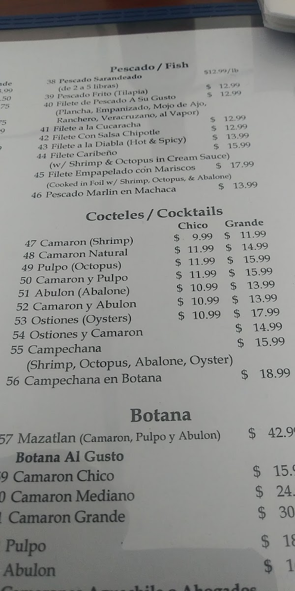 Mazatlan Restaurant Menu - Image 4